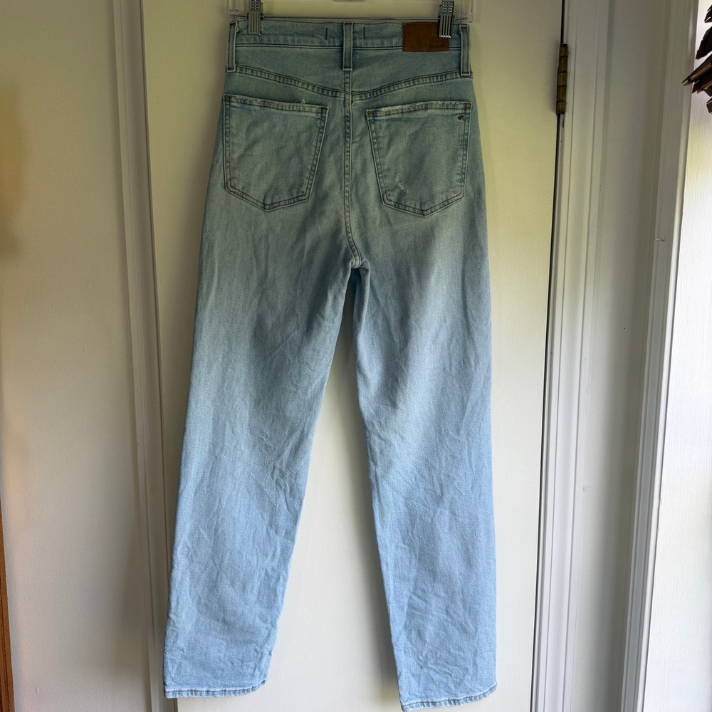Madewell The Perfect Vintage Straight Jean Light Wash Distressed Knee Size 25 - Picture 4 of 8